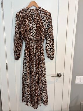 Lark + Grey Leopard Print Smocked Maxi Dress – Size Medium